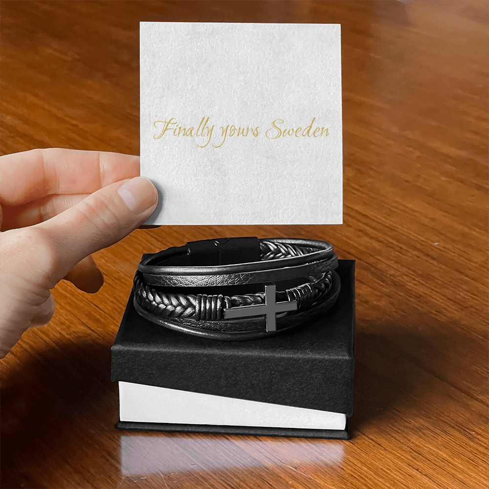Men's Cross Leather Bracelet