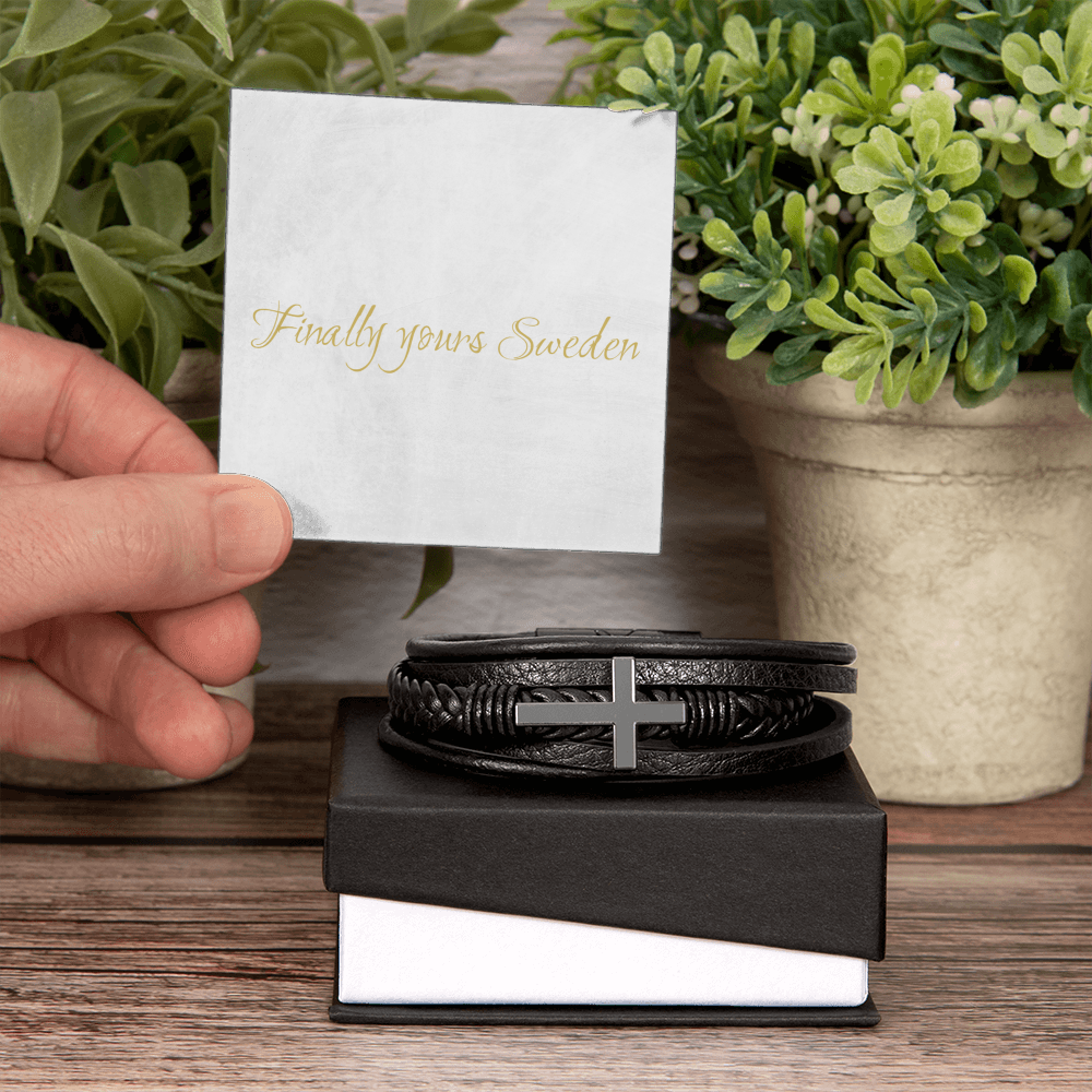Men's Cross Leather Bracelet