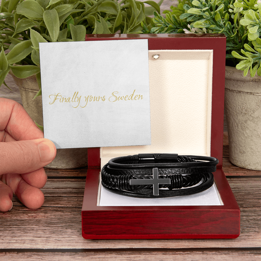 Men's Cross Leather Bracelet