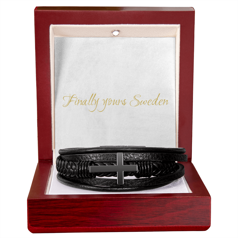 Men's Cross Leather Bracelet