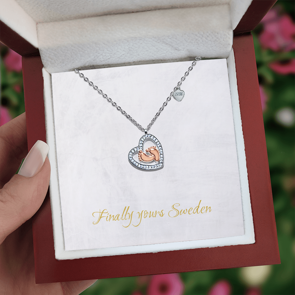Baby Feet Heart Necklace