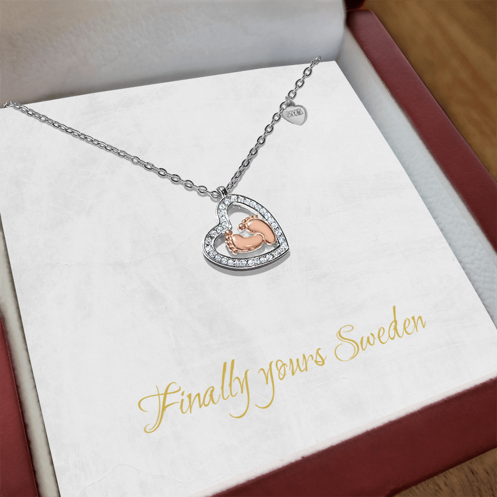 Baby Feet Heart Necklace