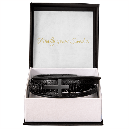 Men's Cross Leather Bracelet